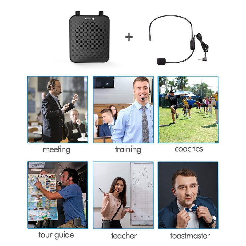 Giecy Portable Voice Amplifier, Giecy 30W 2800mAh Bluetooth Rechargeable Personal Voice Amplifier with Microphone Headset, PA System Speaker for Multiple Locations Classroom, Meetings and Outdoors - Image 3